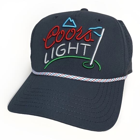 Authentic Coors Light Embroidered 19th Hole Snapback Vented Rope Golf Hat Gray - Picture 7 of 9